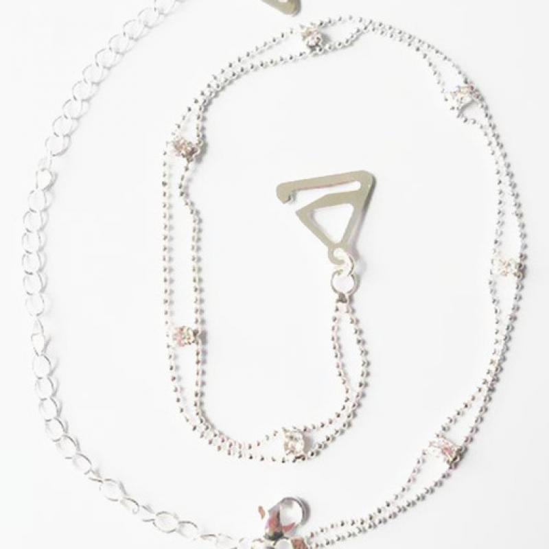 2 row bead chain clip diamond Silver