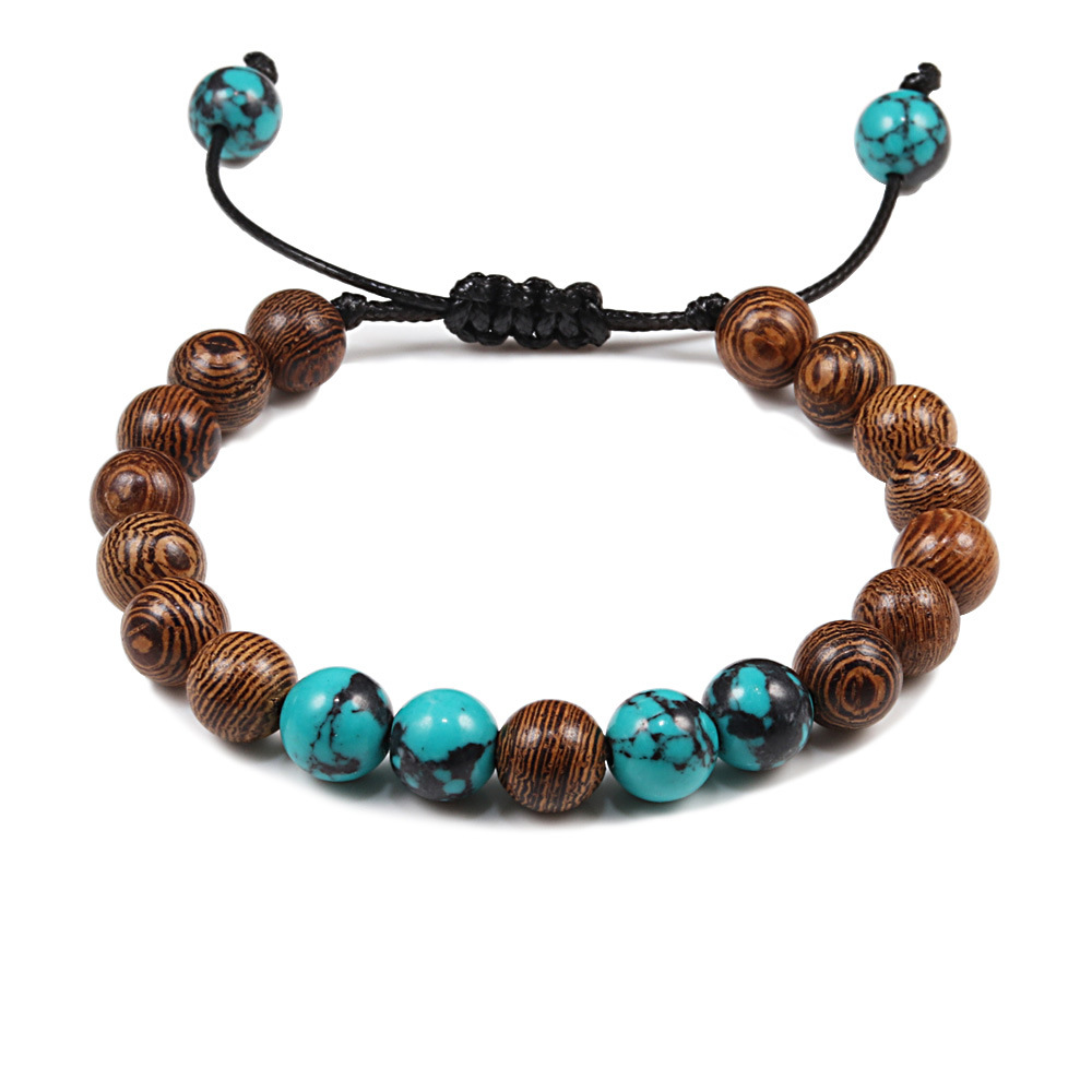 Wood beads   blue and black turquoise