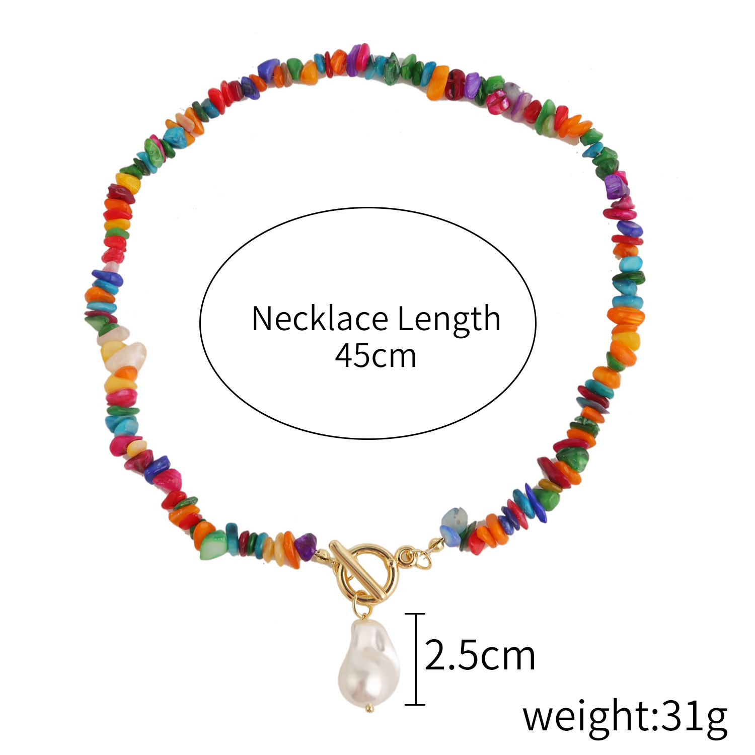 ② N2105-9 Colorful Stone Pearl Pendant