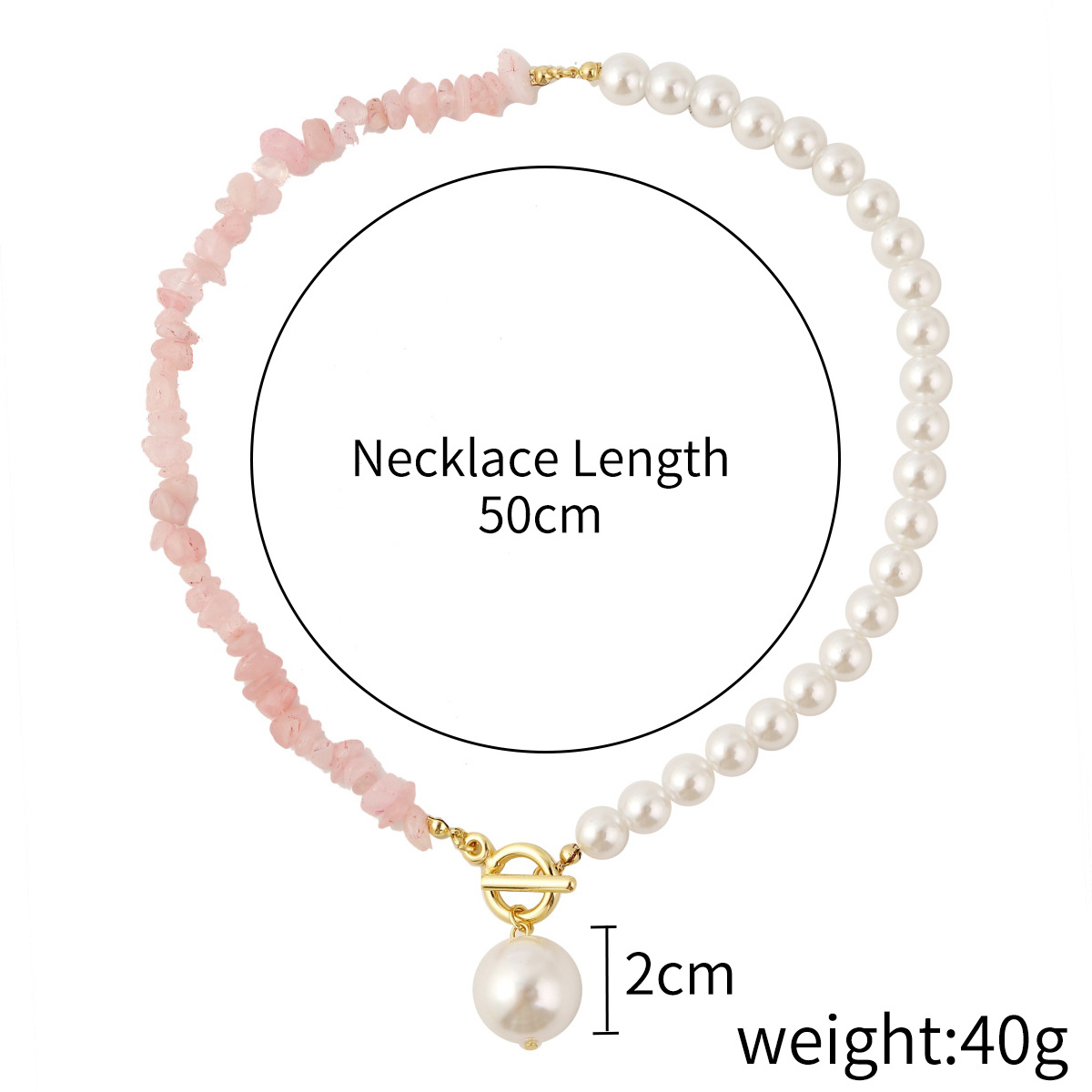 ⑦ N2106-23 pink stone single chain