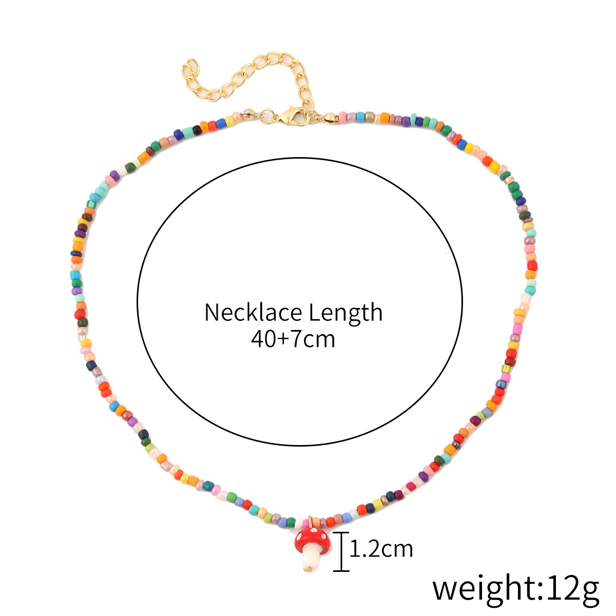 16:(16) N2106-31 Colorful Rice Beads Mushroom Necklace