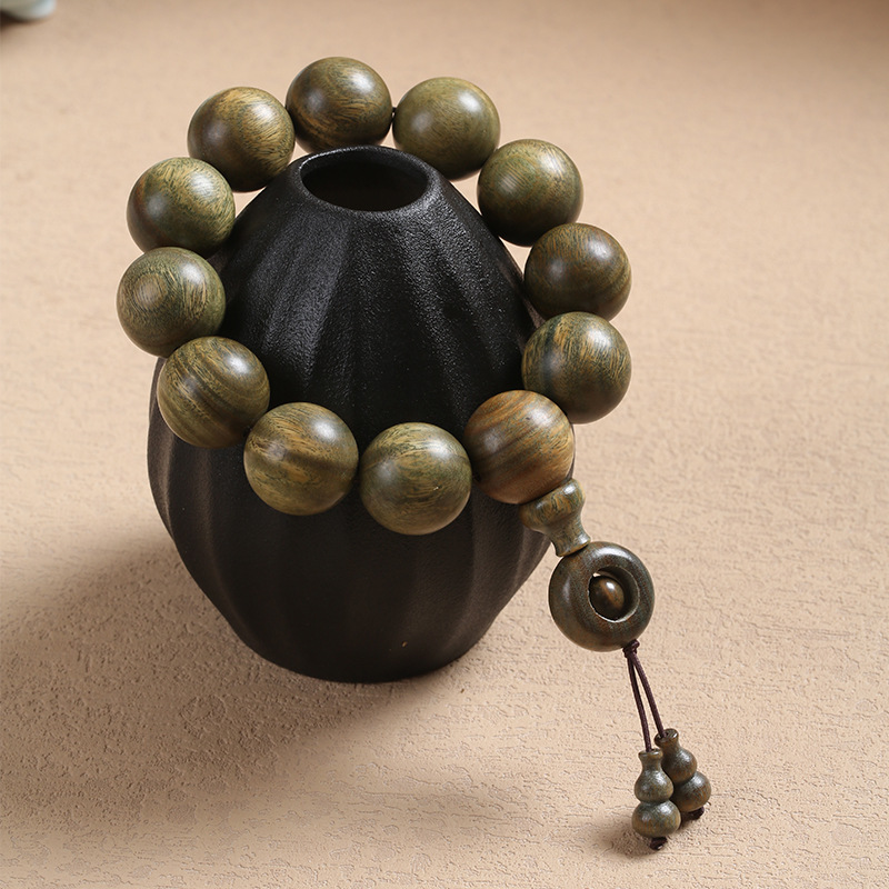 Green sandalwood round beads single circle (access