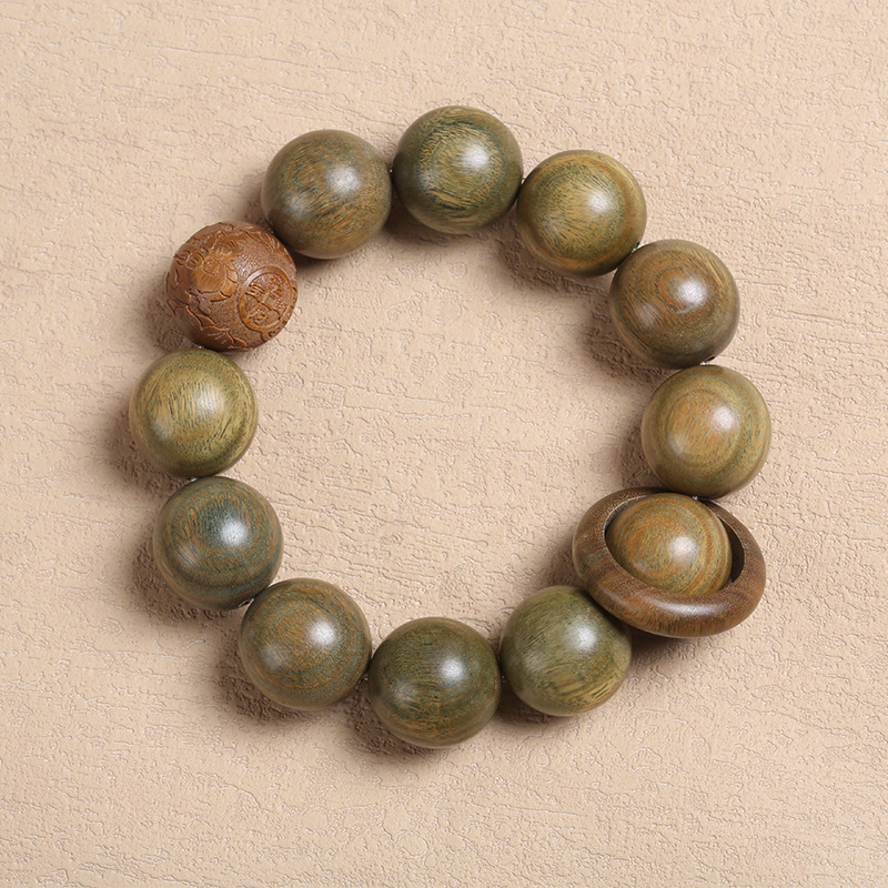 Green sandalwood round beads single circle (runnin