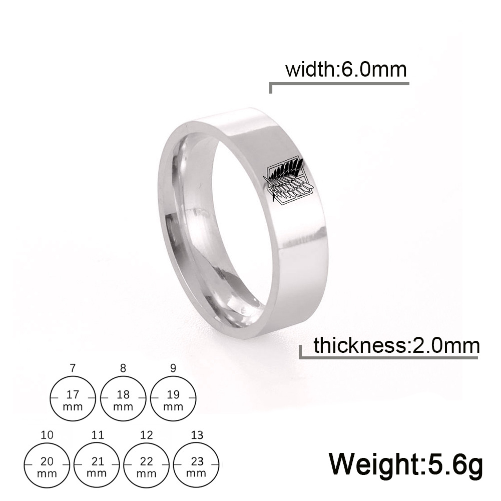 Steel color 6mm ring width US Size #7
