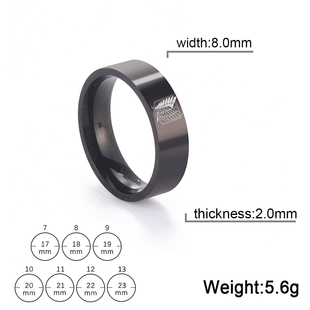 Black 8mm ring width US Size #7