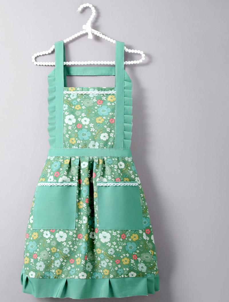 Spring blossom canvas apron - Green