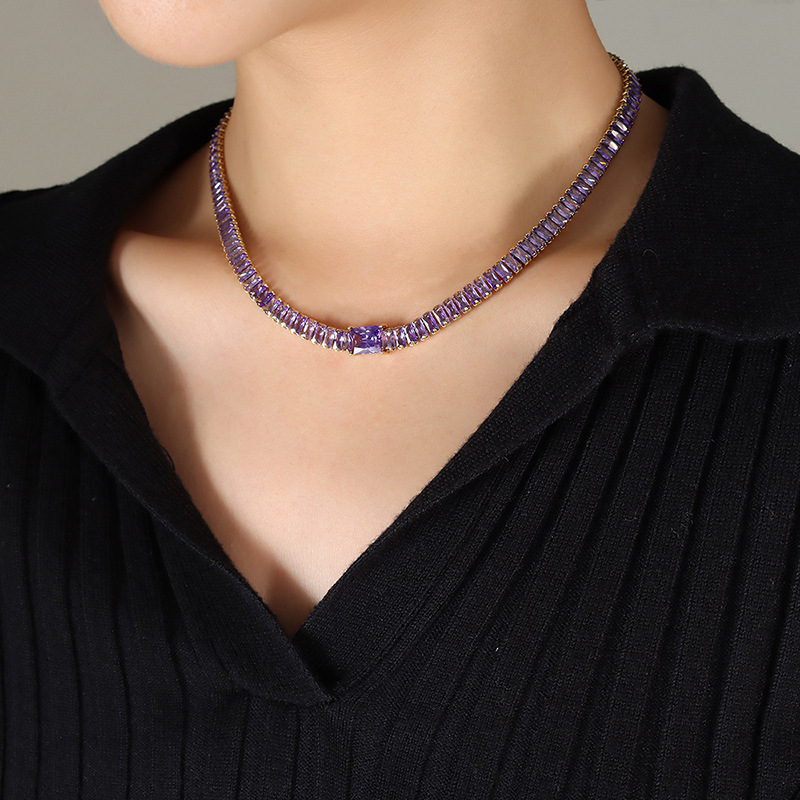 Purple Necklace -40 and 5cm
