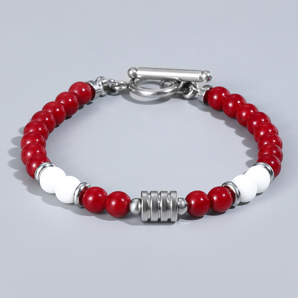 Red beads   porcelain white