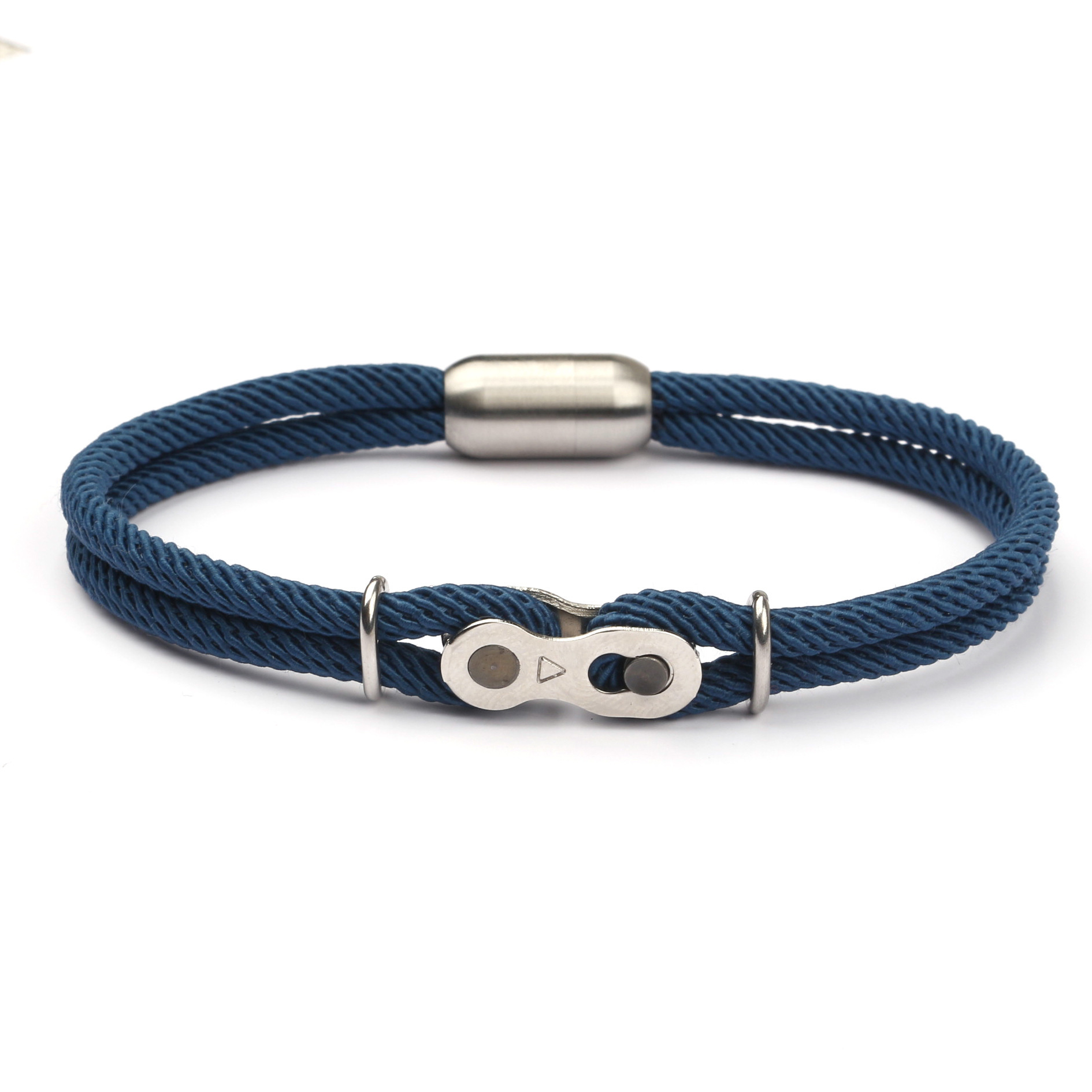 Navy blue Milan rope round magnet buckle