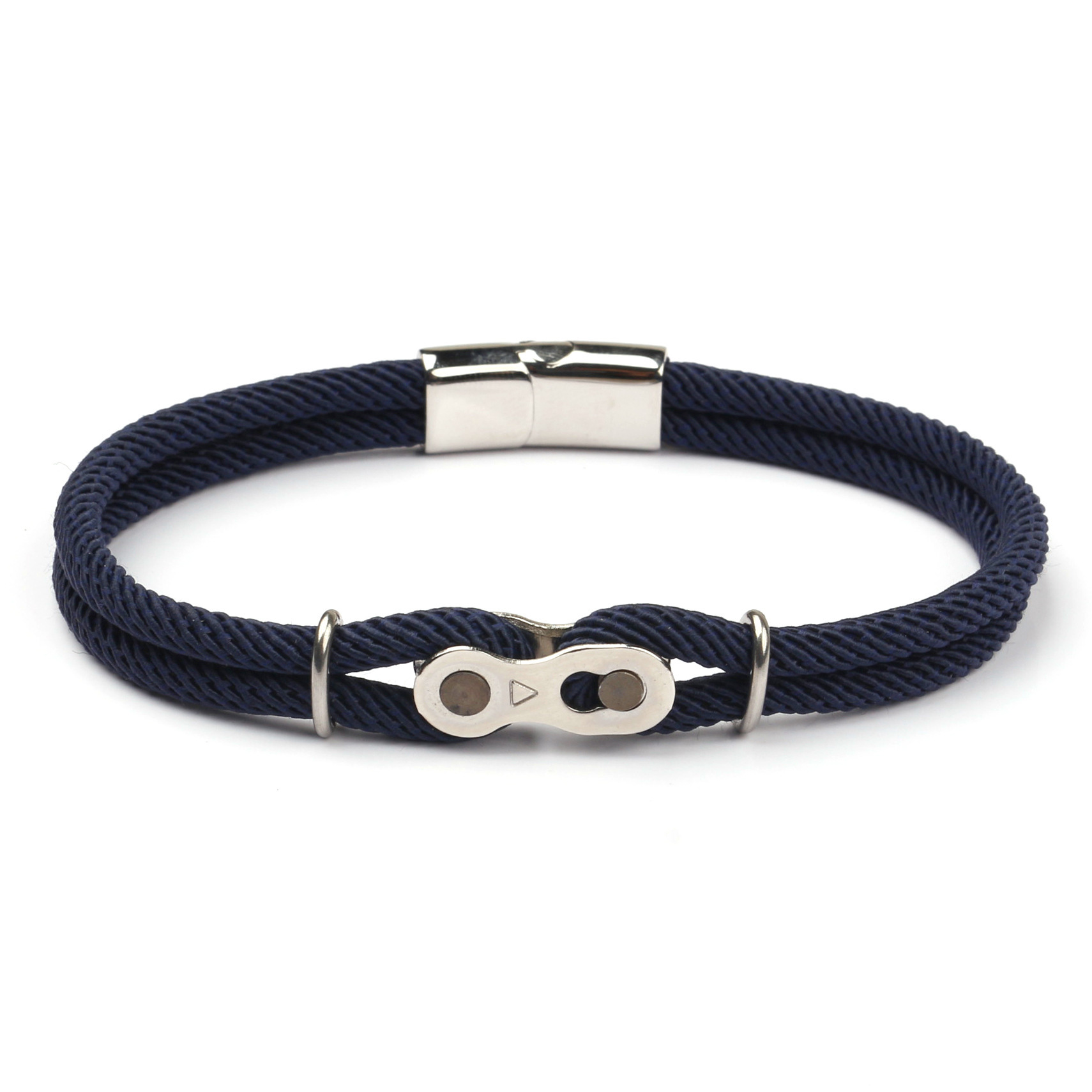 3:Navy blue Milan rope square magnet buckle