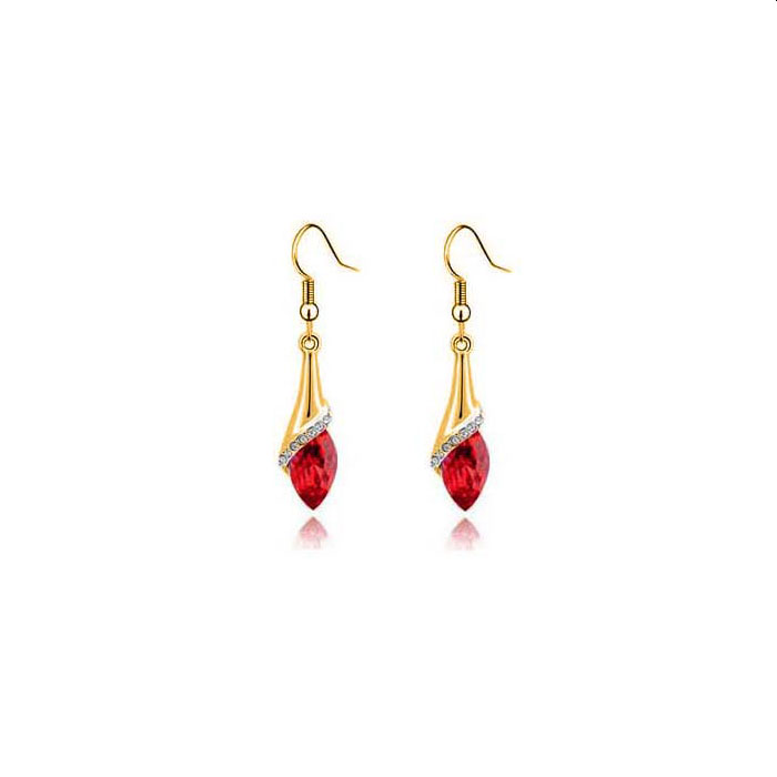 Gold dark red earrings