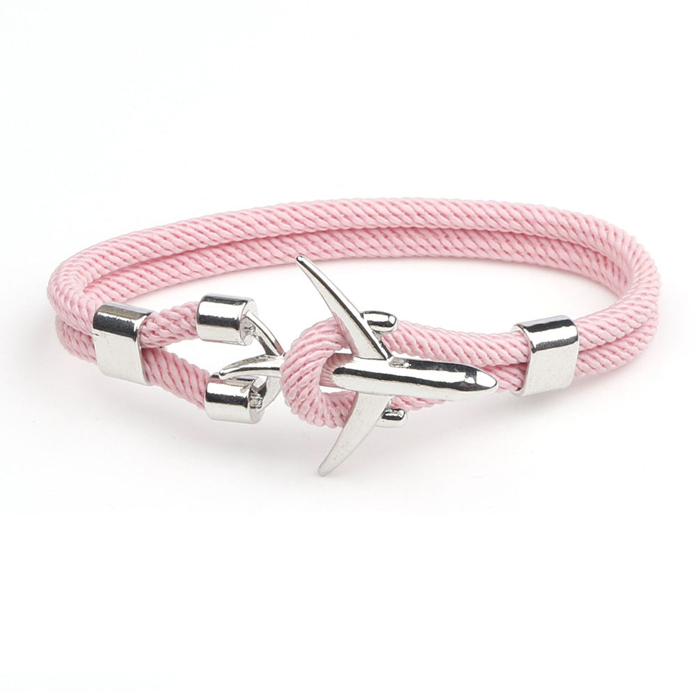 Silver double-hole pink string