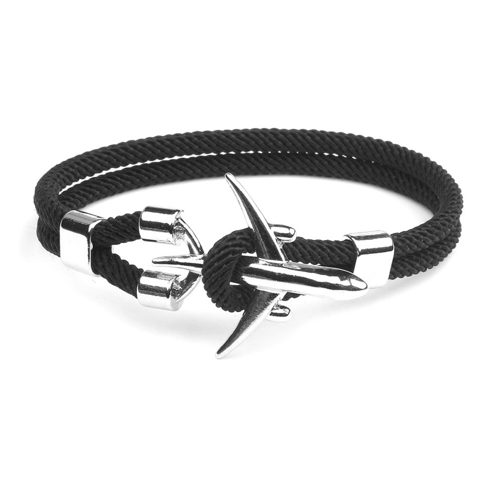 Silver double-hole black cord