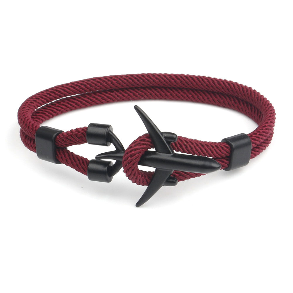 Black Double-hole wine red rope