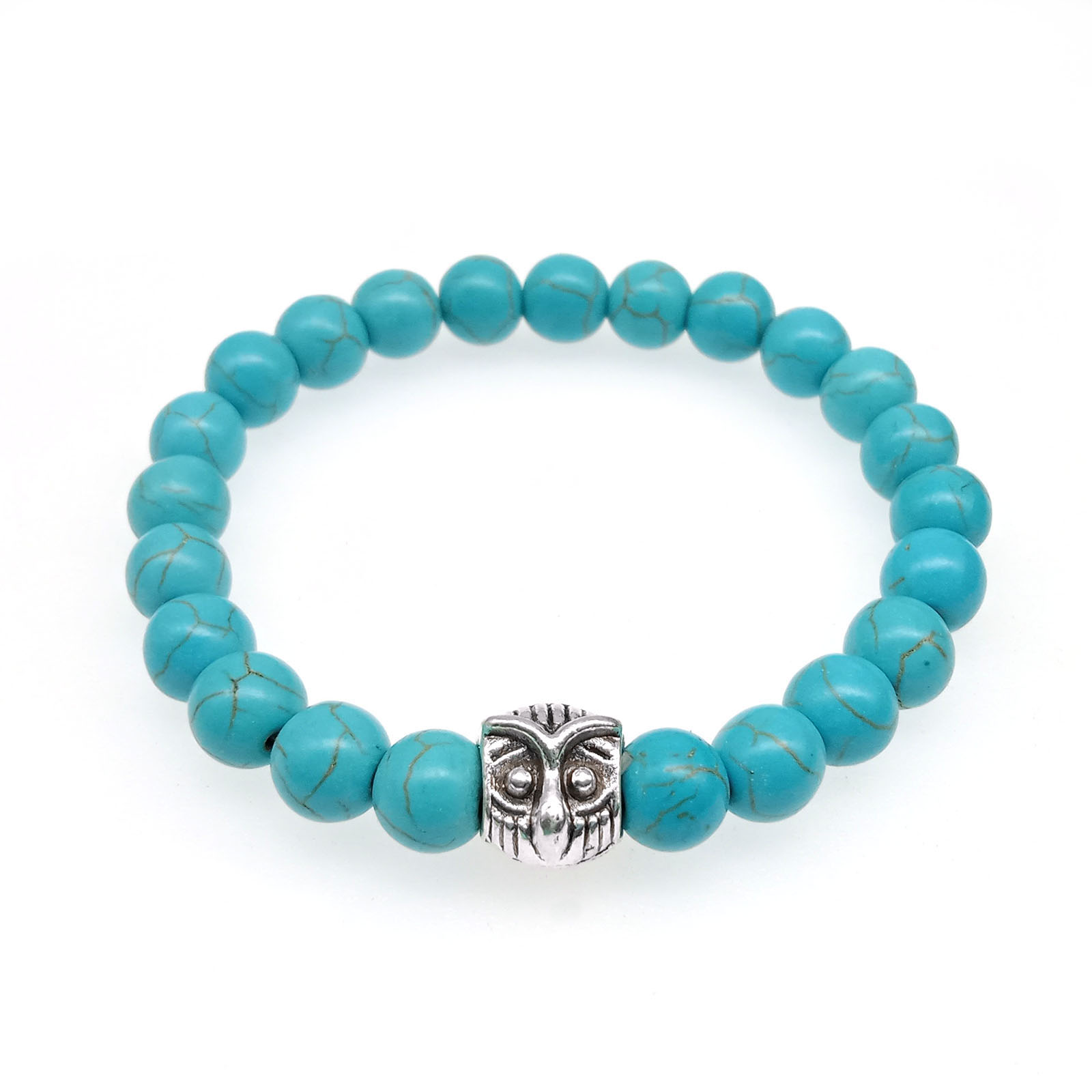 Made of 23 8mm turquoise beads and an alloy accessory