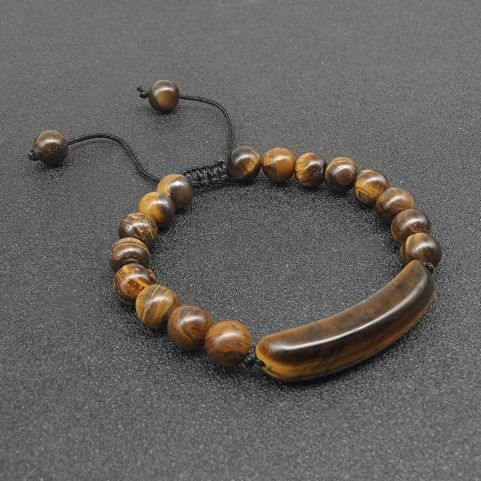 14:Tiger Eye Stone [Black Rope] Bracelet