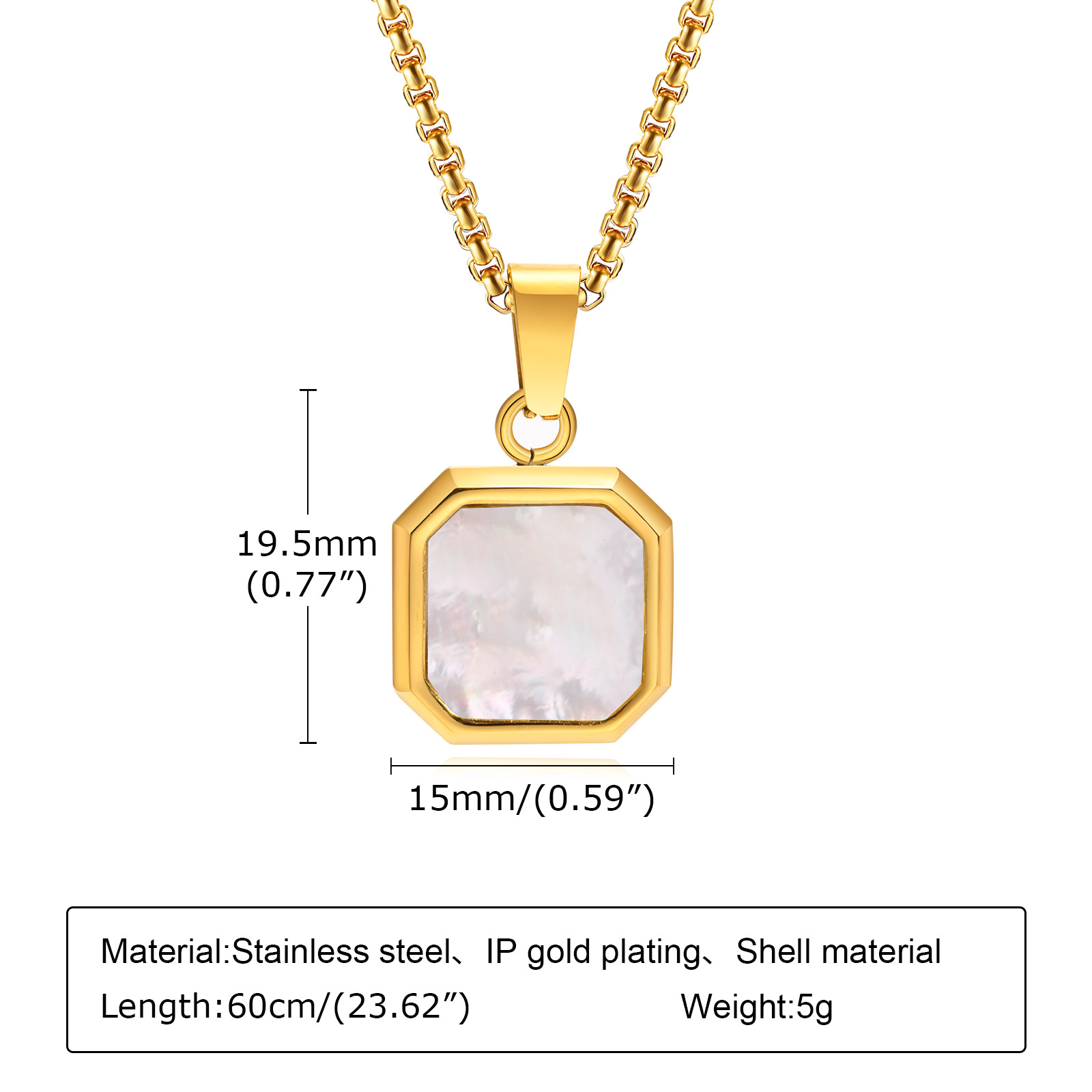 Gold Shell Pendant with chain 60CM
