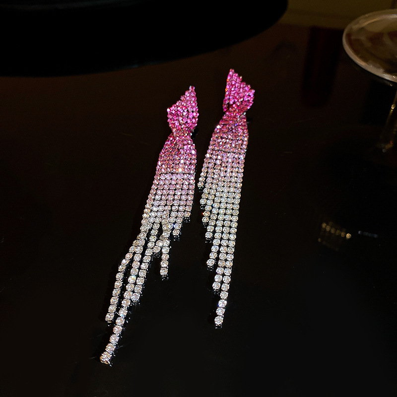 3# Silver Needle - Red pink with diamond mixed fri
