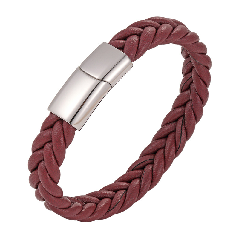 Red leather and steel buckle
