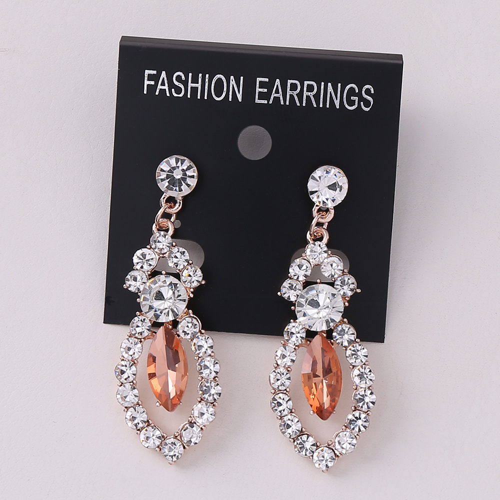 Rose Gold Peach Diamond Ear Needle