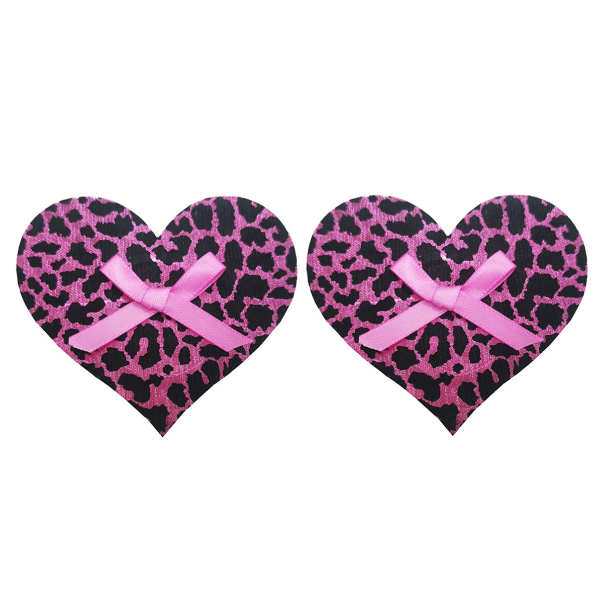 Rose pink leopard heart with pink bow