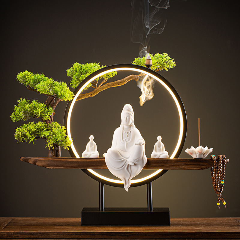 Welcome pine lamp ring decoration - Jade porcelain Guanyin