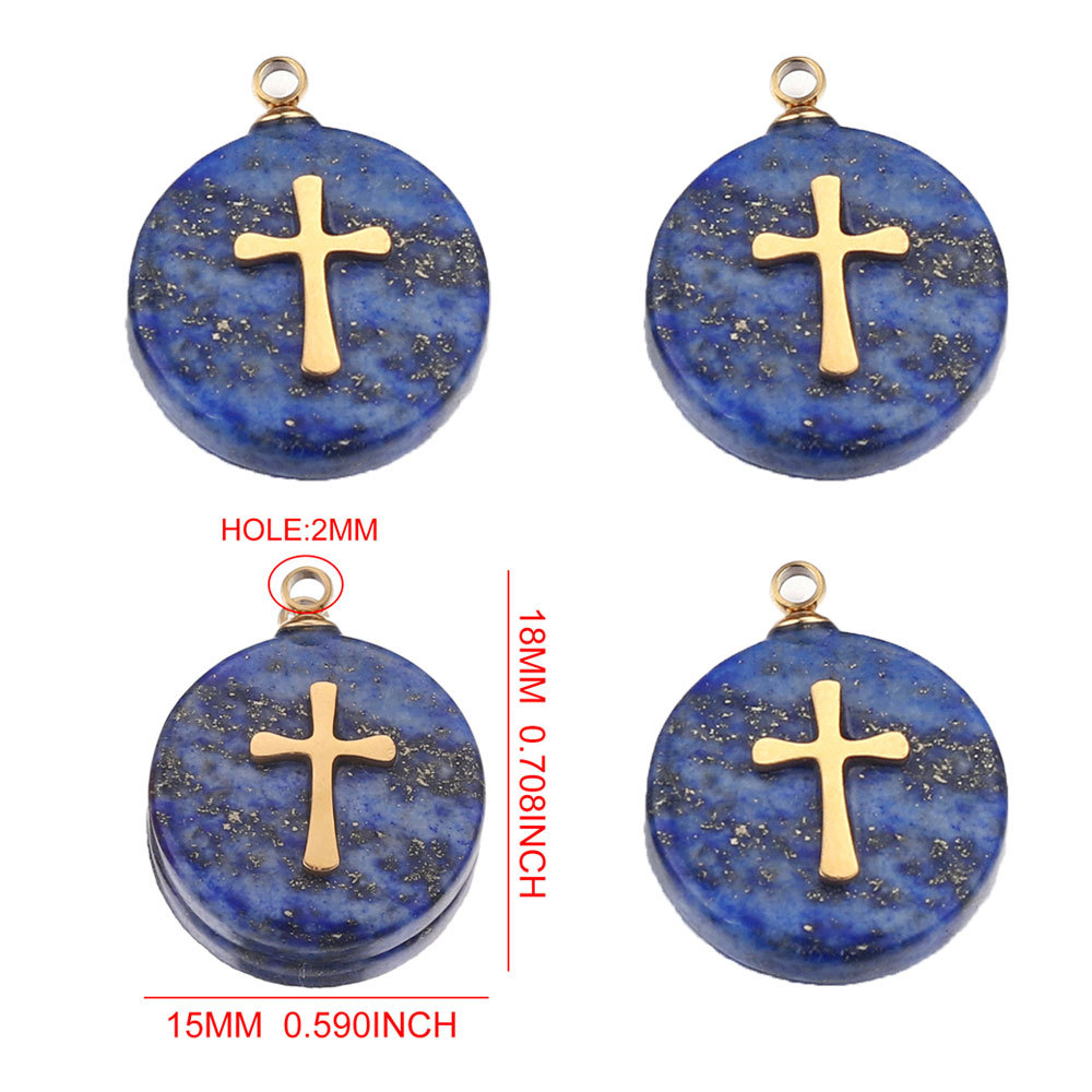 34:Round Lapis lazuli-cross