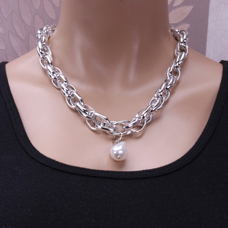 Silver necklace 40cm and 7cm