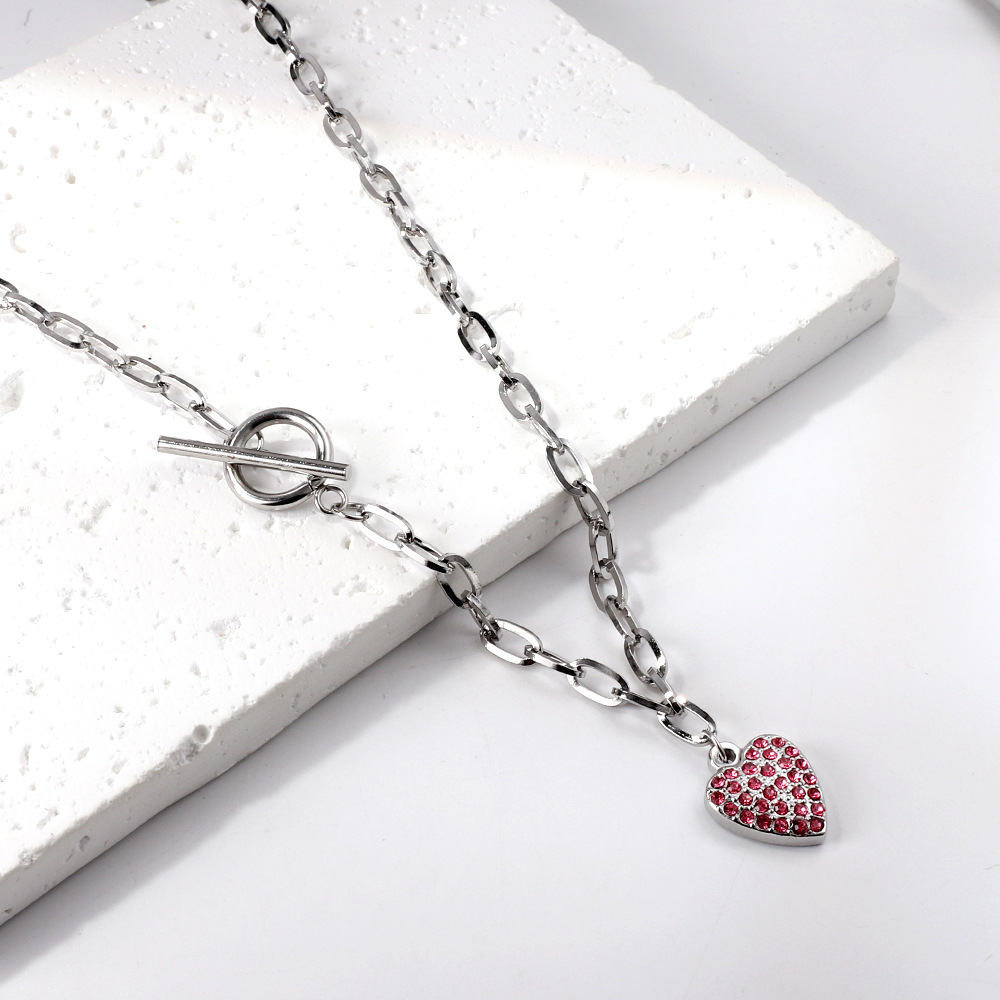 Heart-shaped with Rose diamond steel color