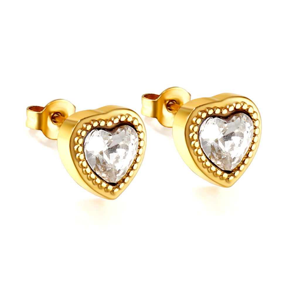 5:White diamond heart shaped earrings