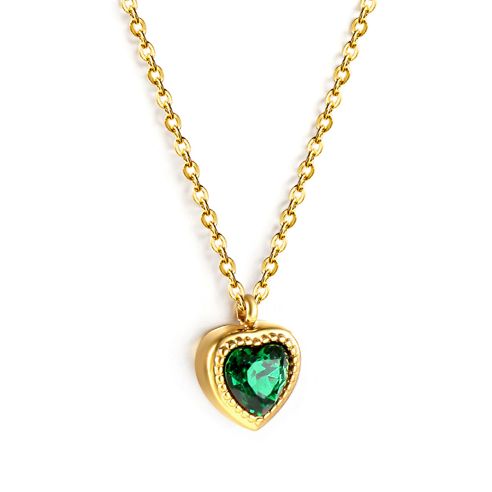 Green Diamond Heart Necklace