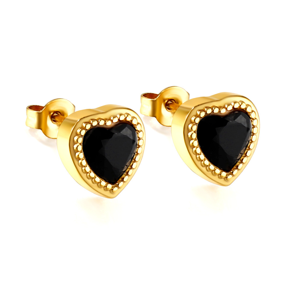 Black diamond heart shaped earrings