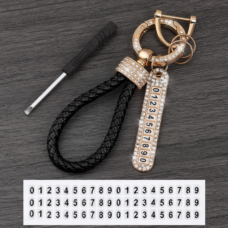 Braided rope gold diamond black number plate
