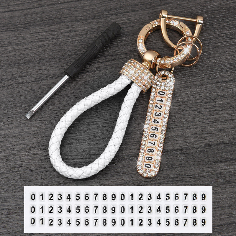 Braided rope gold diamond white number plate