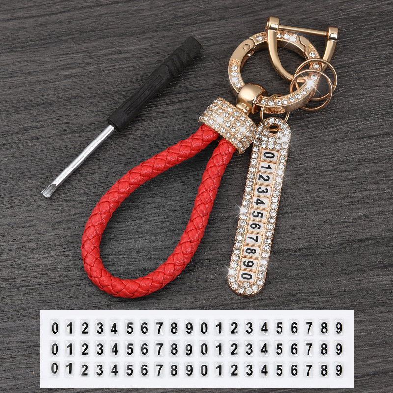 Braided rope gold diamond red number plate