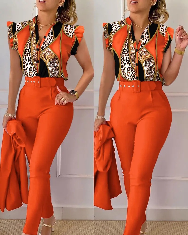 Orange with leopard print