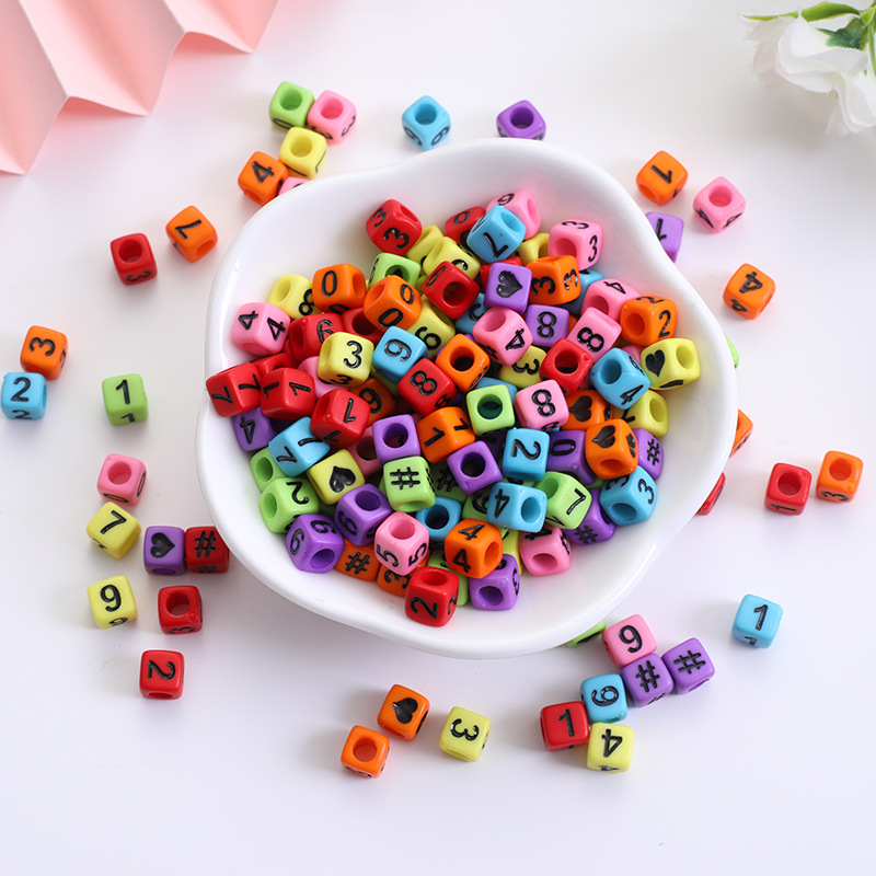 Numerical letters with color background 7*7mm abou
