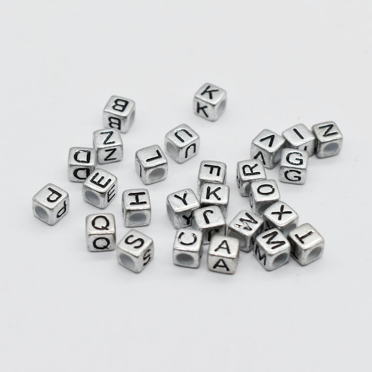 Old silver square letter 6*6mm about 3000 pcs
