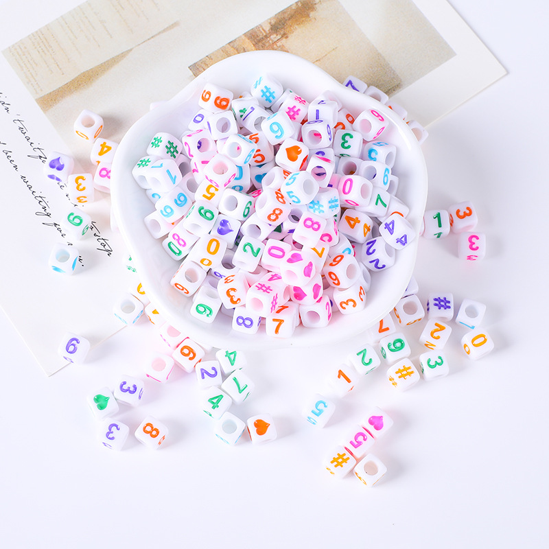 12:Color numeric letters on white background 6*6mm about 3000 pcs