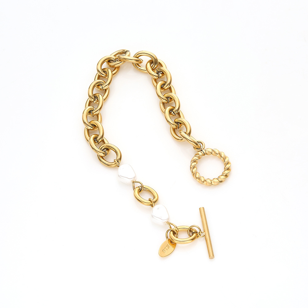 Baroque Pearl thick bracelet Gold :18CM