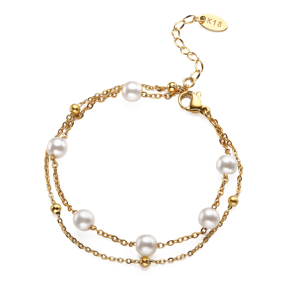 Double pearl bracelet gold