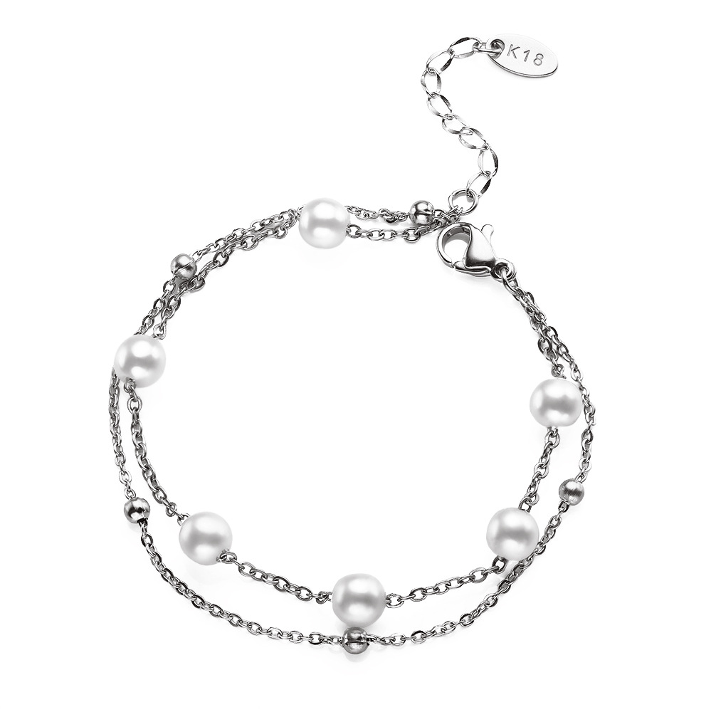 6:Double pearl bracelet silver