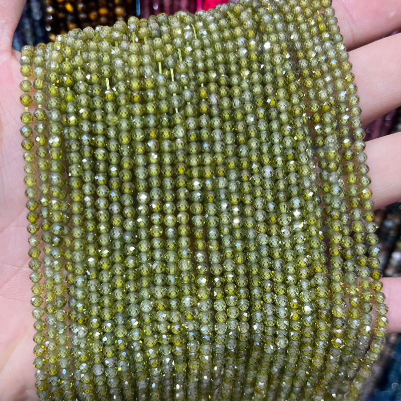 olive green 2mm about 185 pieces / string