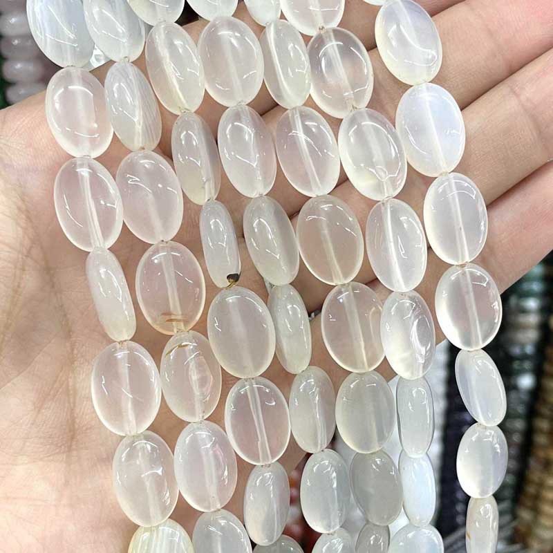 white agate 10 * 14mm approximately 28 pieces / st
