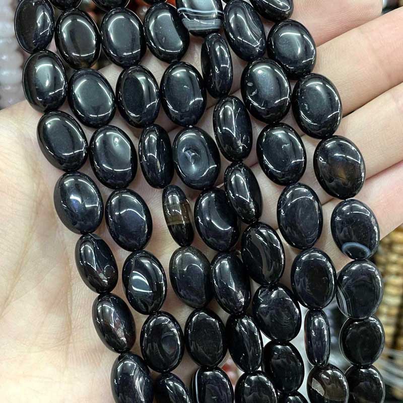 Black Agate 10 * 14mm approximately 28 pieces / st