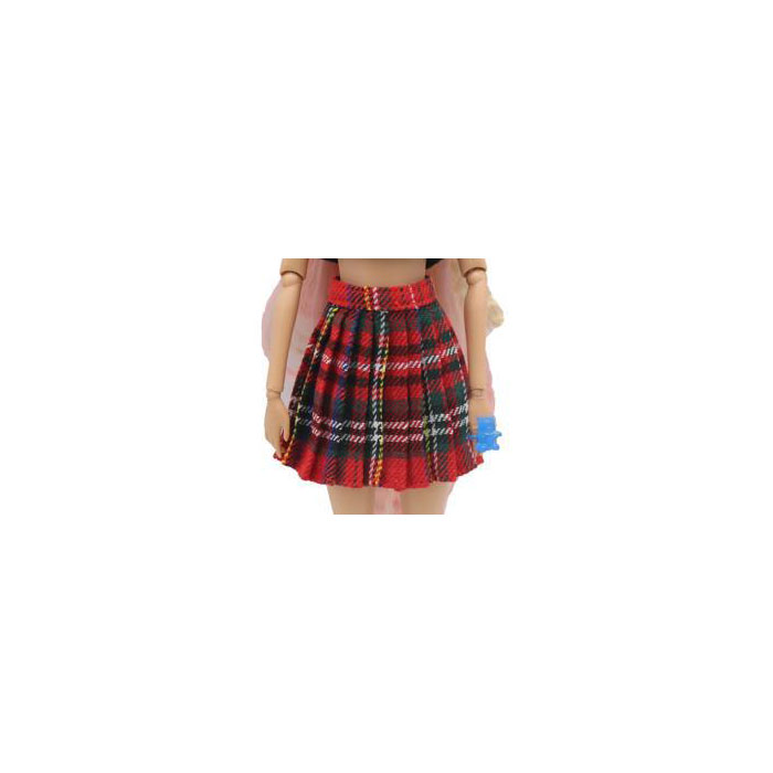 Red checked pleated skirt