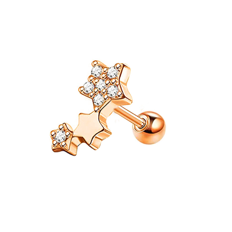 Rose gold stud earrings 1.2x6x3mm