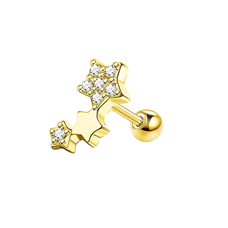2:Gold stud earrings 1.2x6x3mm