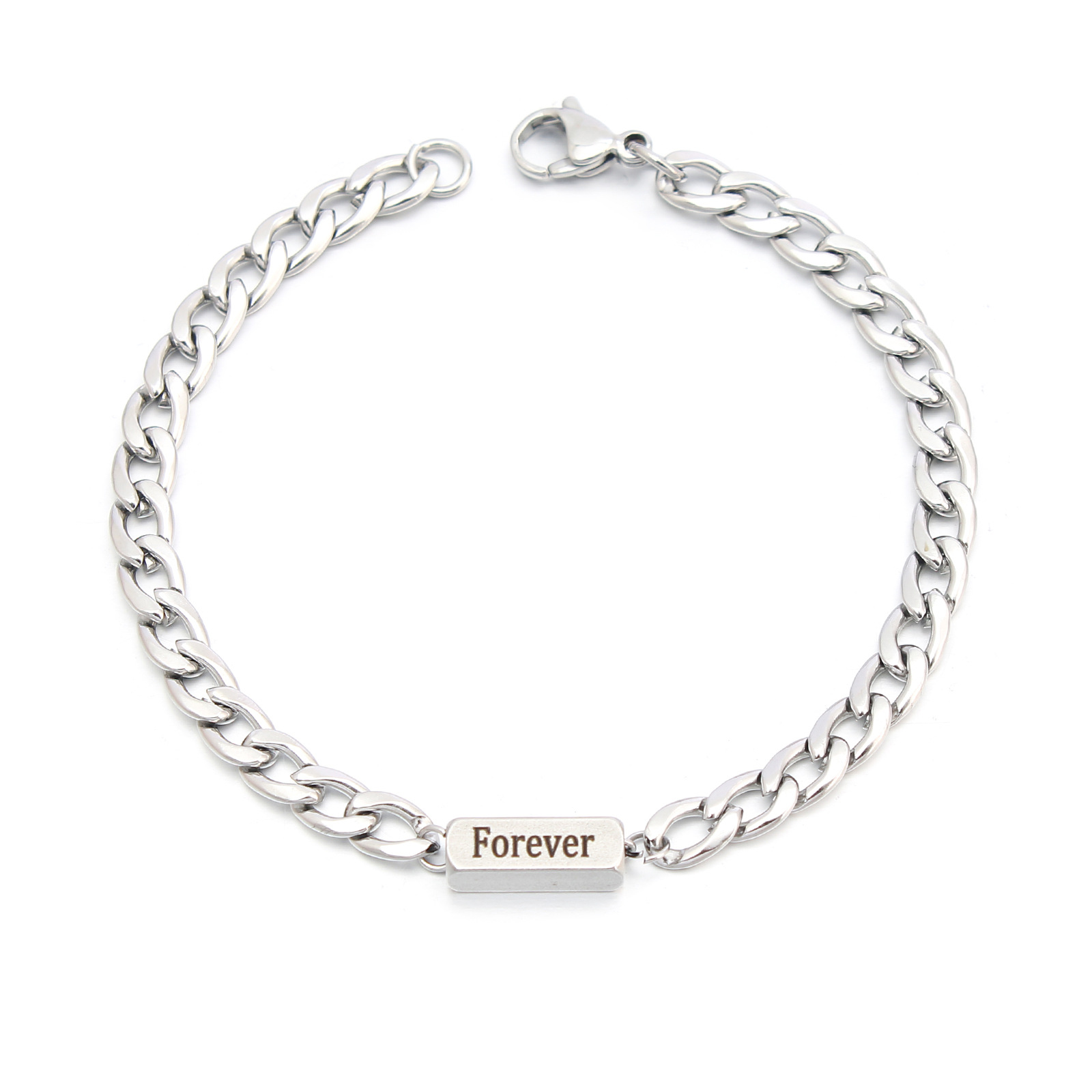 5:Foreve engraved Cuban chain single