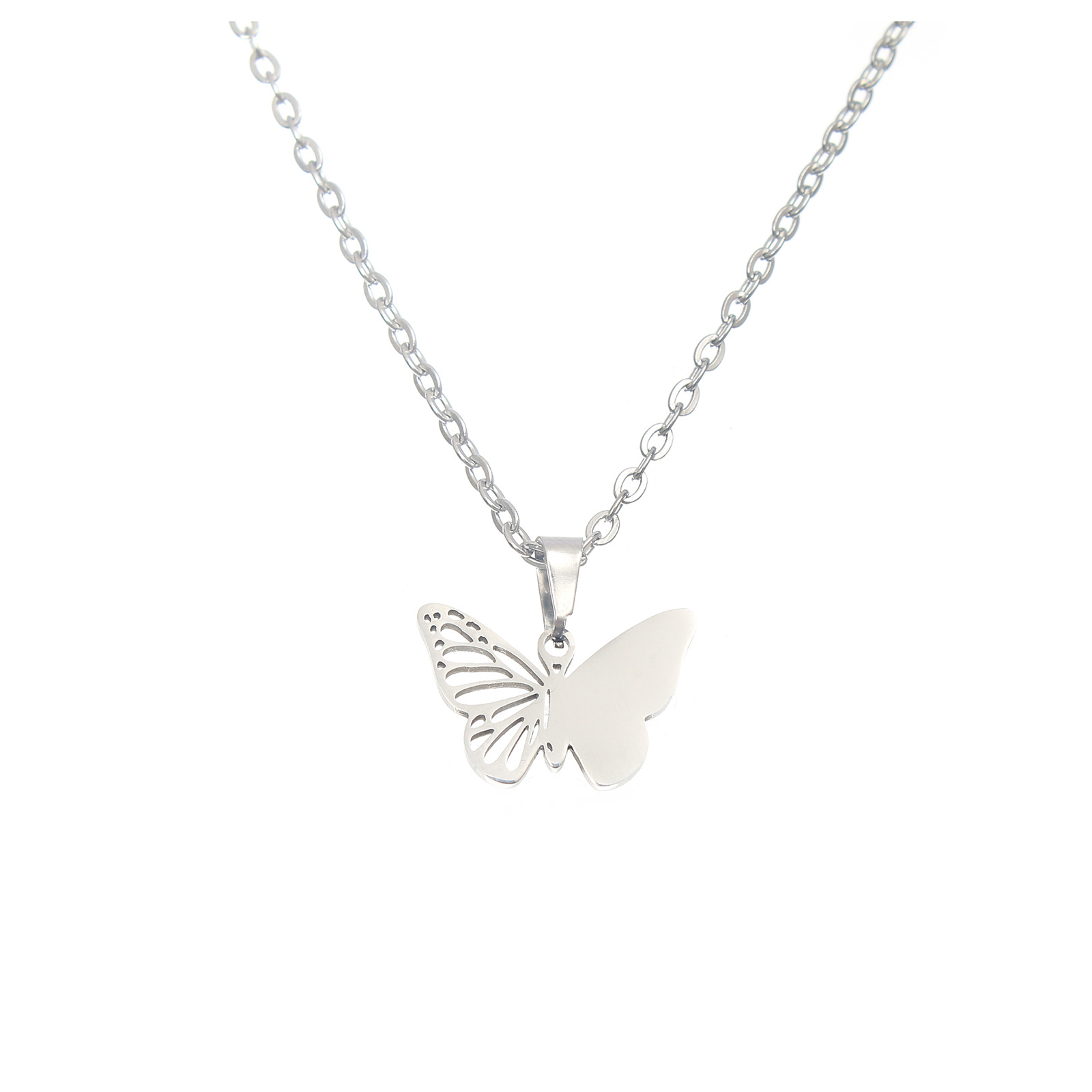6:Silver butterfly no lettering necklace